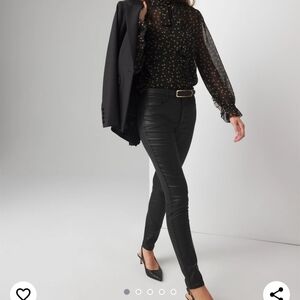 NWT White House Black Market Black High-Rise Coated Skinny Jeans 10